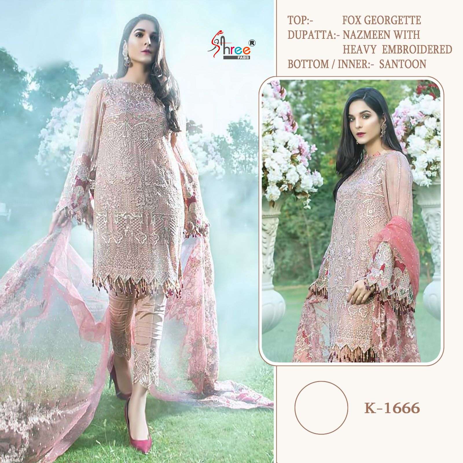 SHREE FAB K-1666 SERIES PURE FAUX BLOOMING EMBROIDERY PAKISTANI DRESS-00201