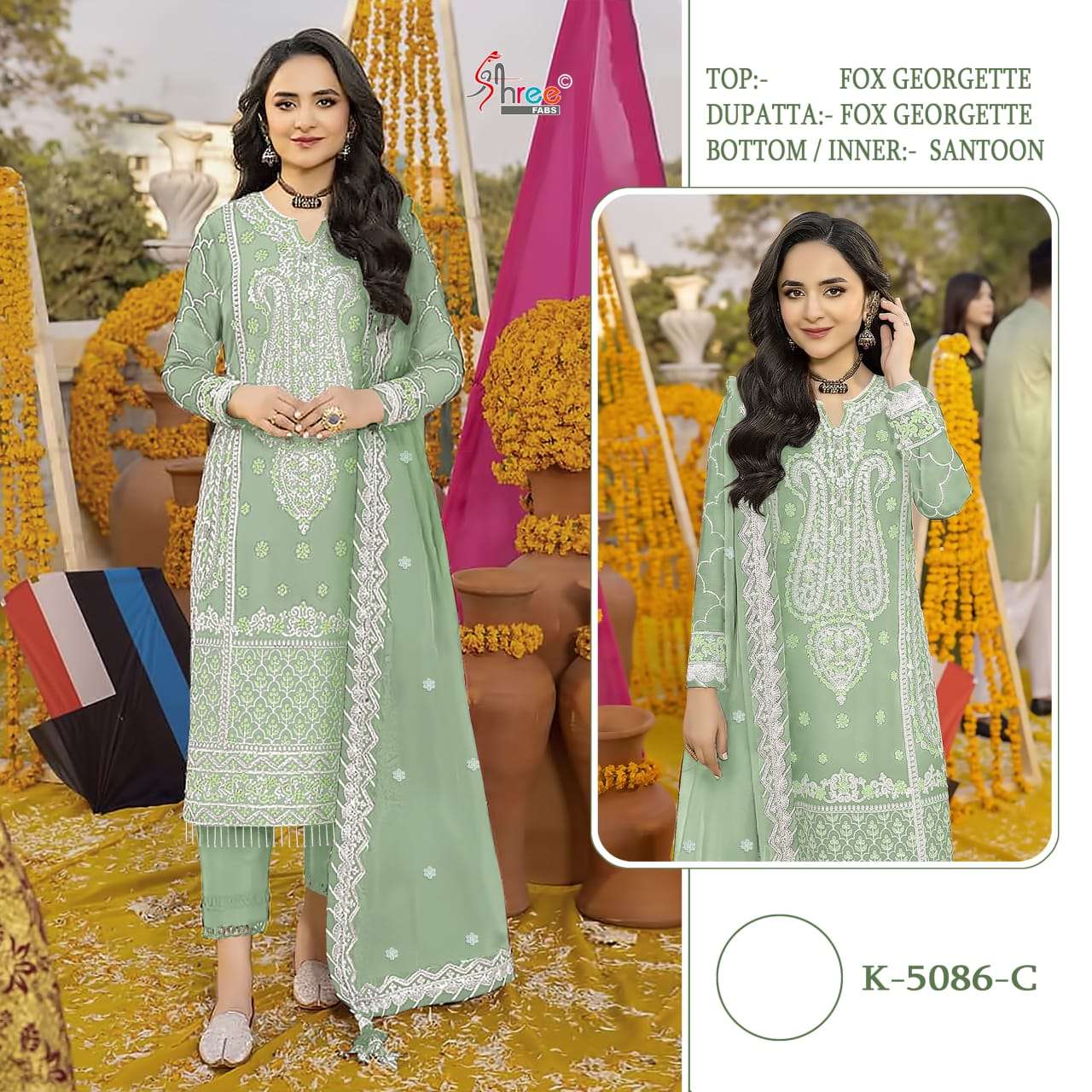 SHREE FAB K-5086 COLOUR PURE FAUX GEORGETTE EMBRODIERY PAKISTANI DRESS-00201