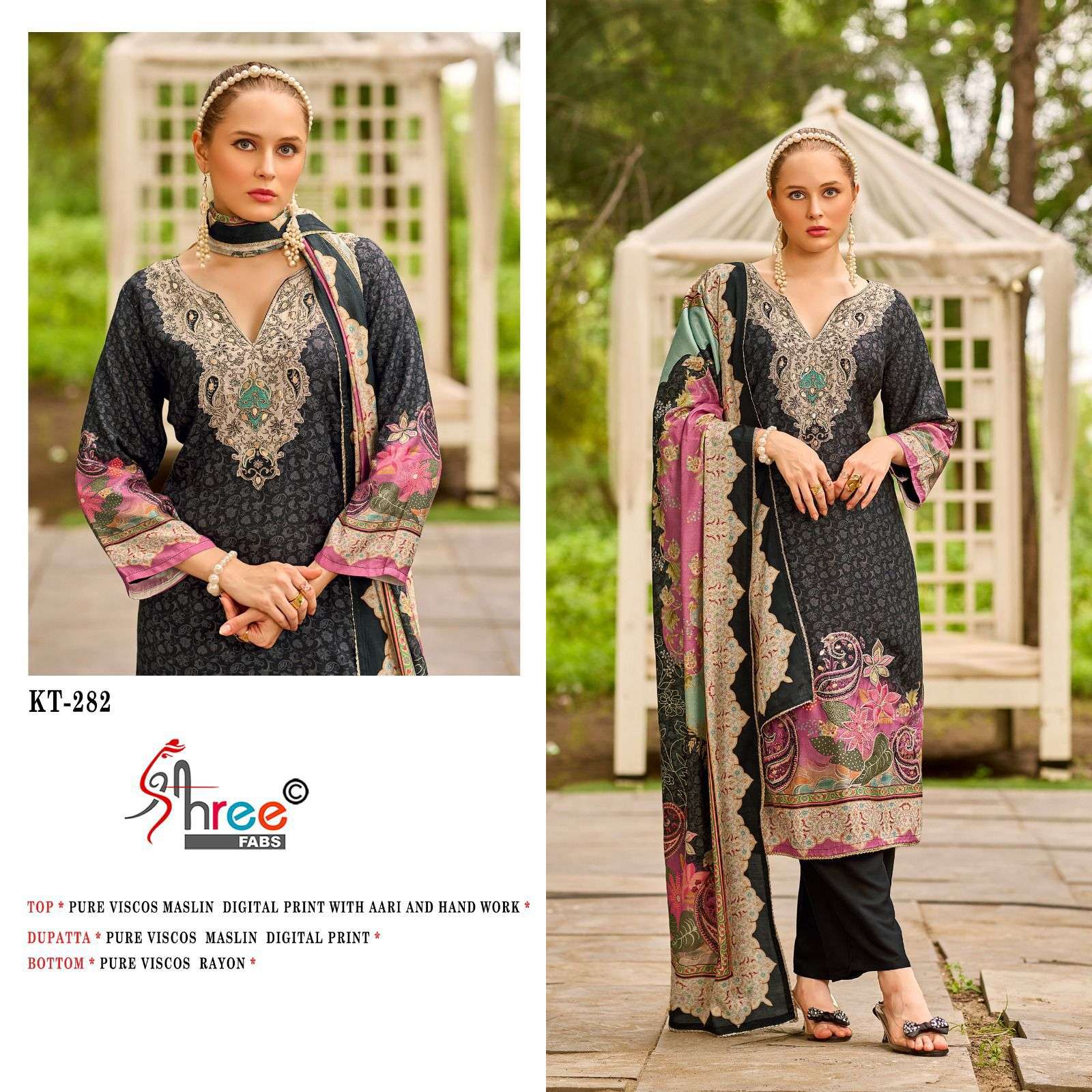 SHREE FAB KT-282 HEAVY VISCOSE MUSLIN PRINTED PAKISTANI DRESS-00201