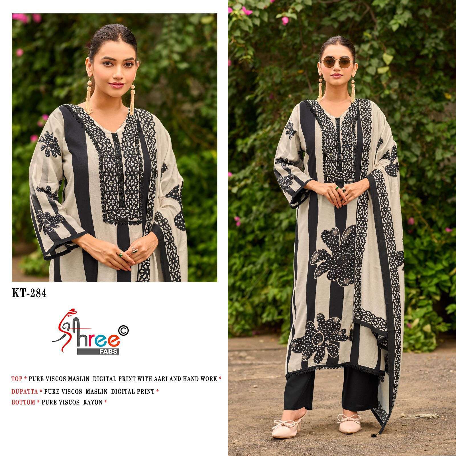 SHREE FAB KT-284 HEAVY VISCOSE MUSLIN PRINTED PAKISTANI DRESSES-00201