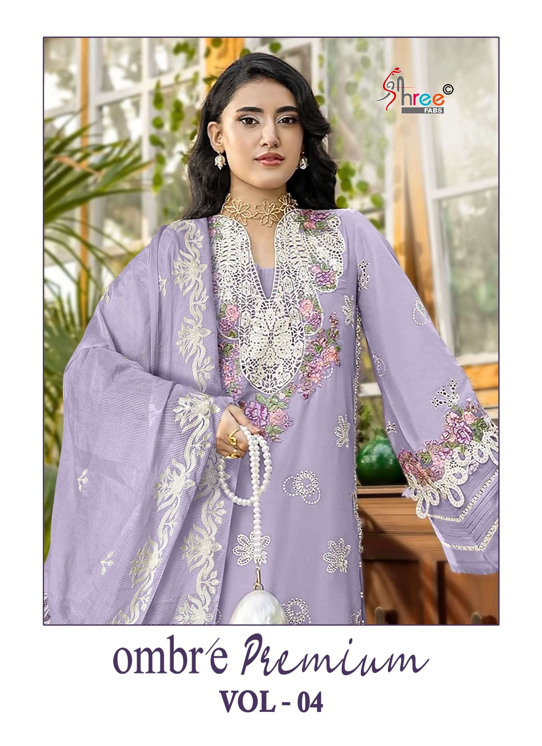 SHREE FAB OMBRE PREMIUM VOL-04 4025 TO 4030 SERIES HEAVY EMBROIDERY COTTON PAKISTANI DRESSES-00011