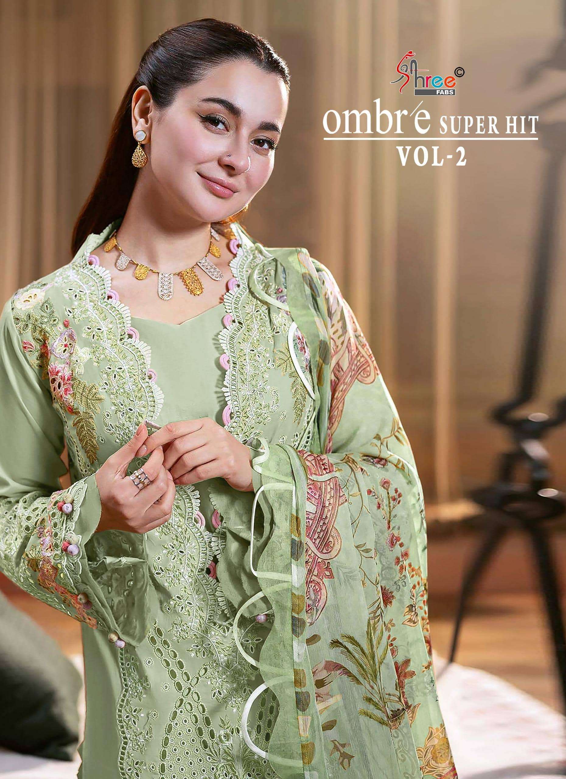 SHREE FAB OMBRE SUPER HIT VOL-02 8001 TO 8006 SERIES PURE COTTON EMBROIDERY PAKISTANI DRESSES-00201