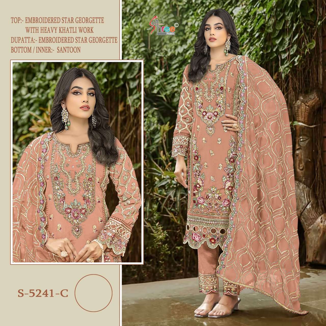 SHREE FAB S-5241 PURE GEORGETTE EMBROIDERY PAKISTANI DRESSES-00011