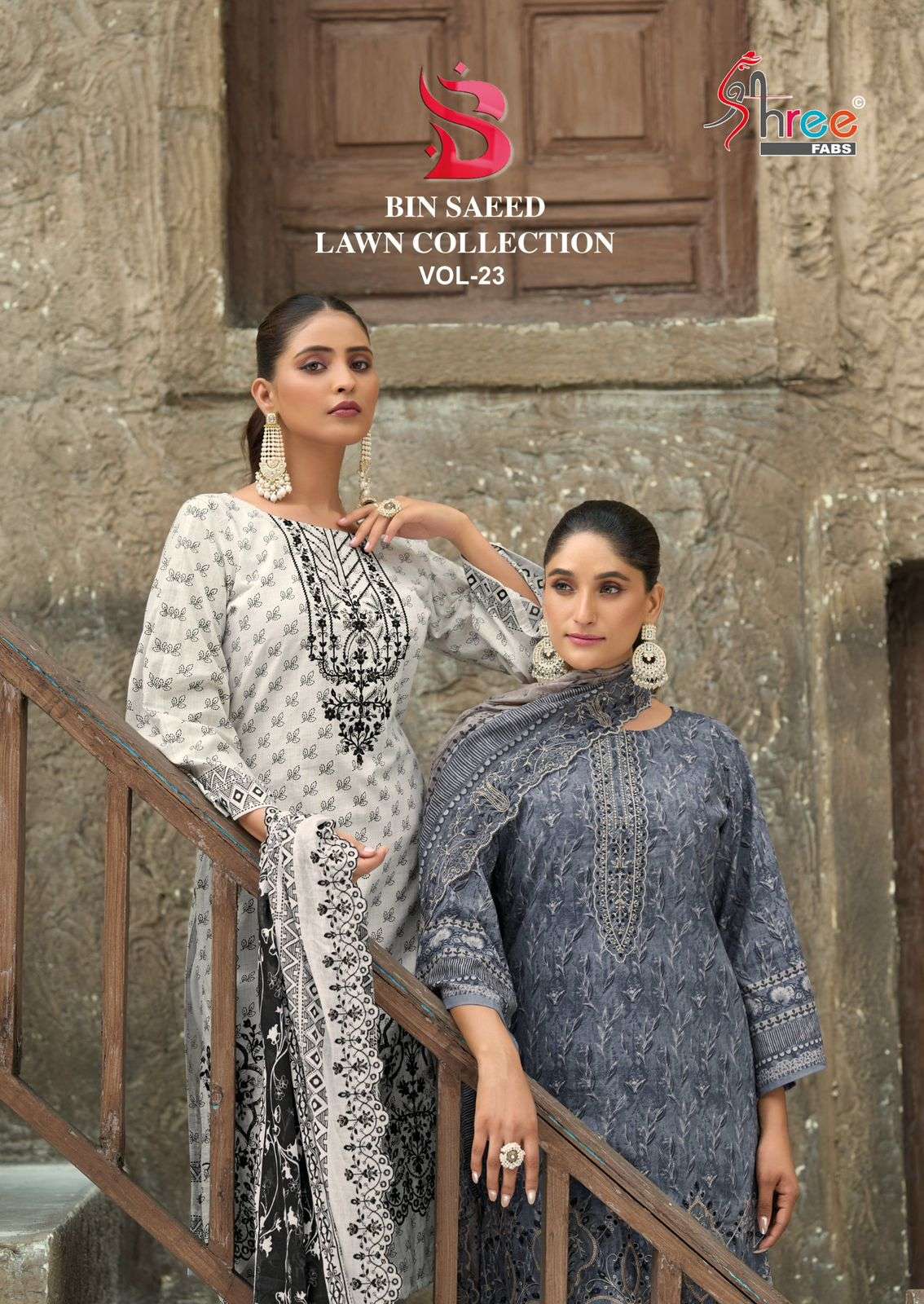 SHREE FABS BIN SAEED LAWN COLLECTION VOL-23 2301 TO 2306 SERIES PURE COTTON PAKISTANI DRESSES-00201