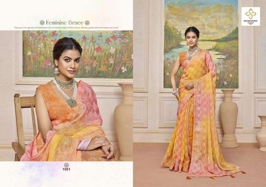 SHUBH SHREE CREATION KOOKSHI 1001 TO 1006 SERIES PURE FANCY PRINTED SAREES-00025
