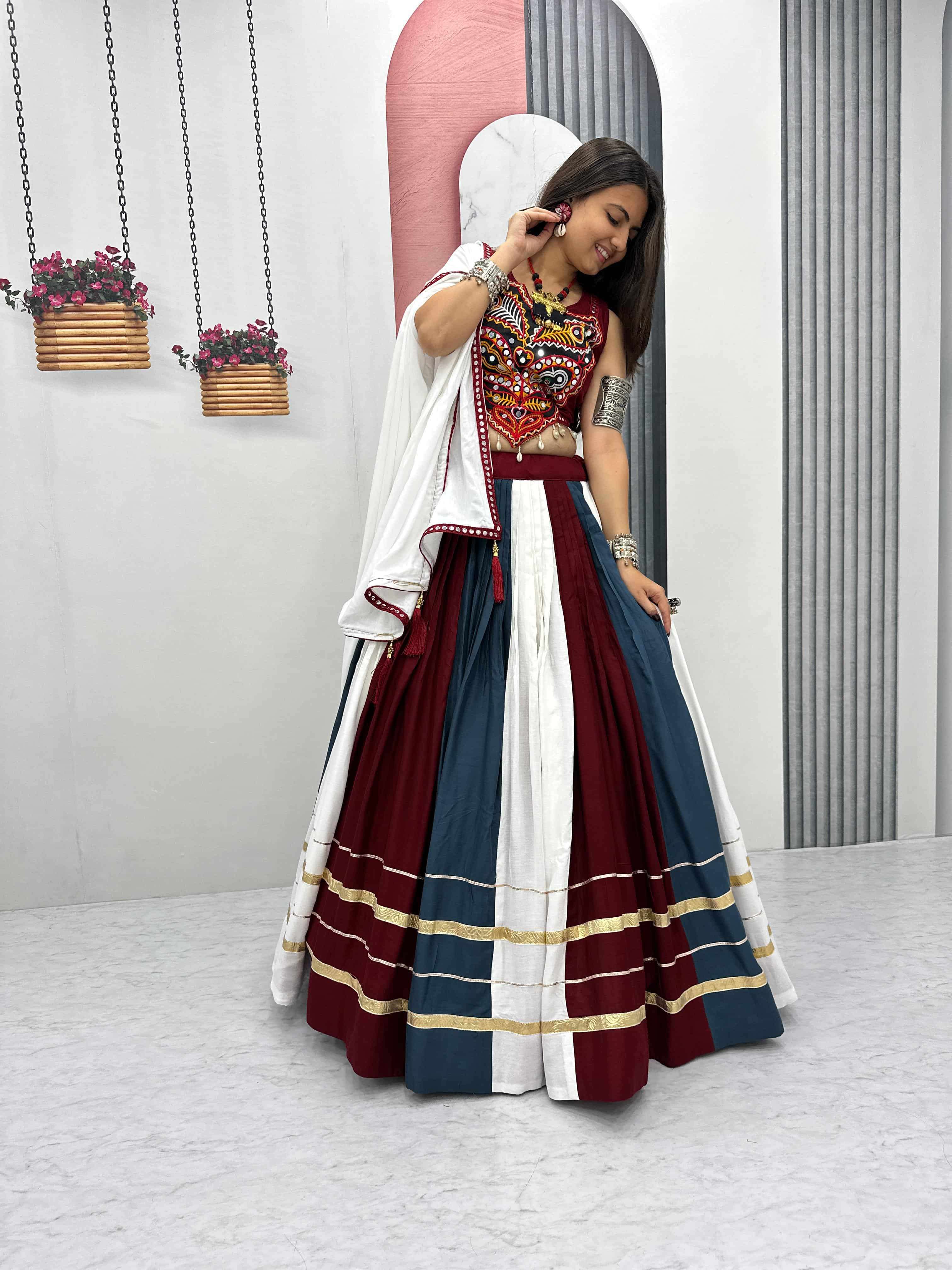 TAPI-278 BY ASLIWHOLESALE DESIGNER PURE RAYON COTTON EMBROIDERY LEHENGAS-00185