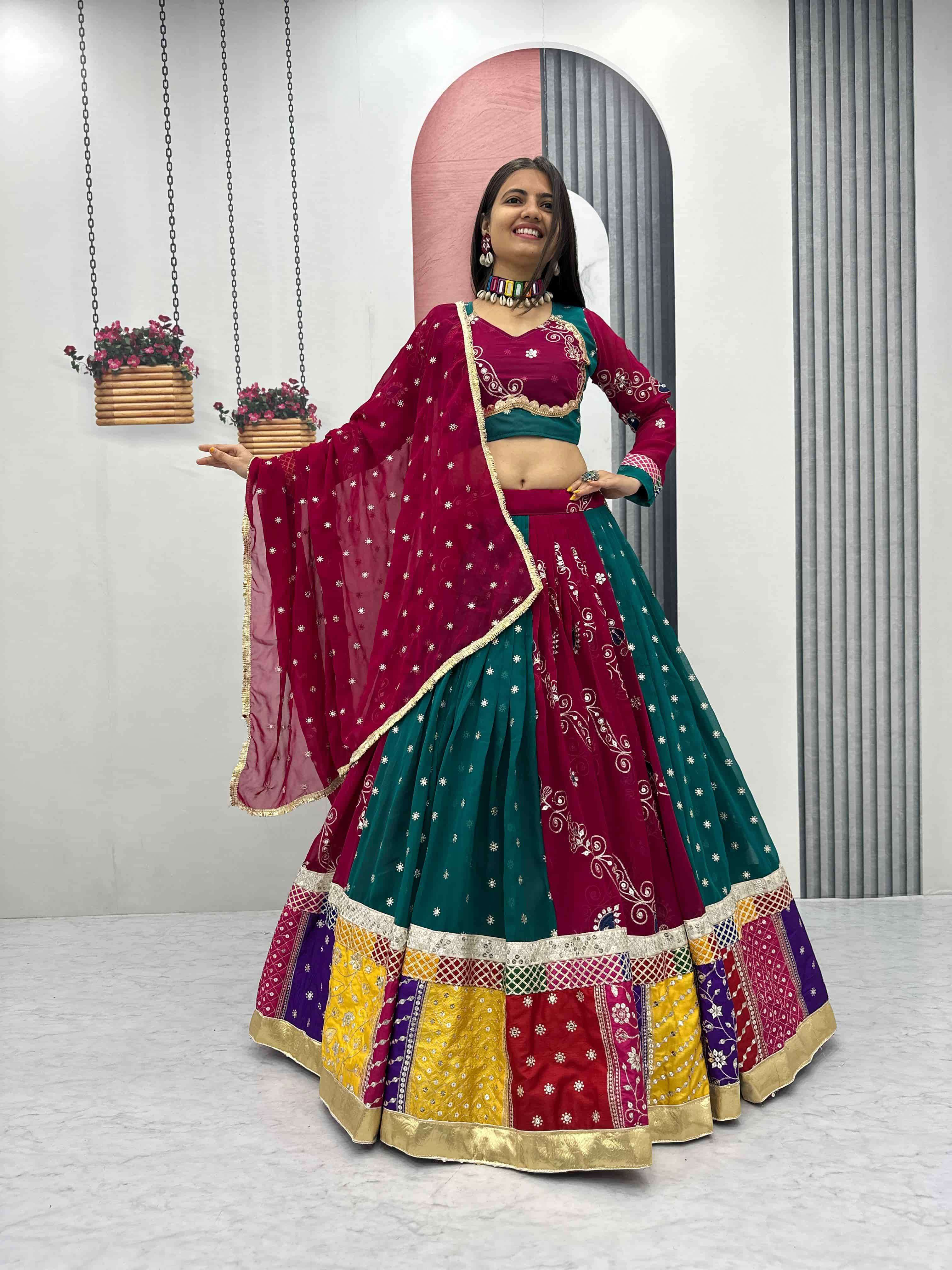 TAPI-279 BY ASLIWHOLESALE DESIGNER PURE FAUX GEORGETTE NAVRATRI LEHENGA-00185