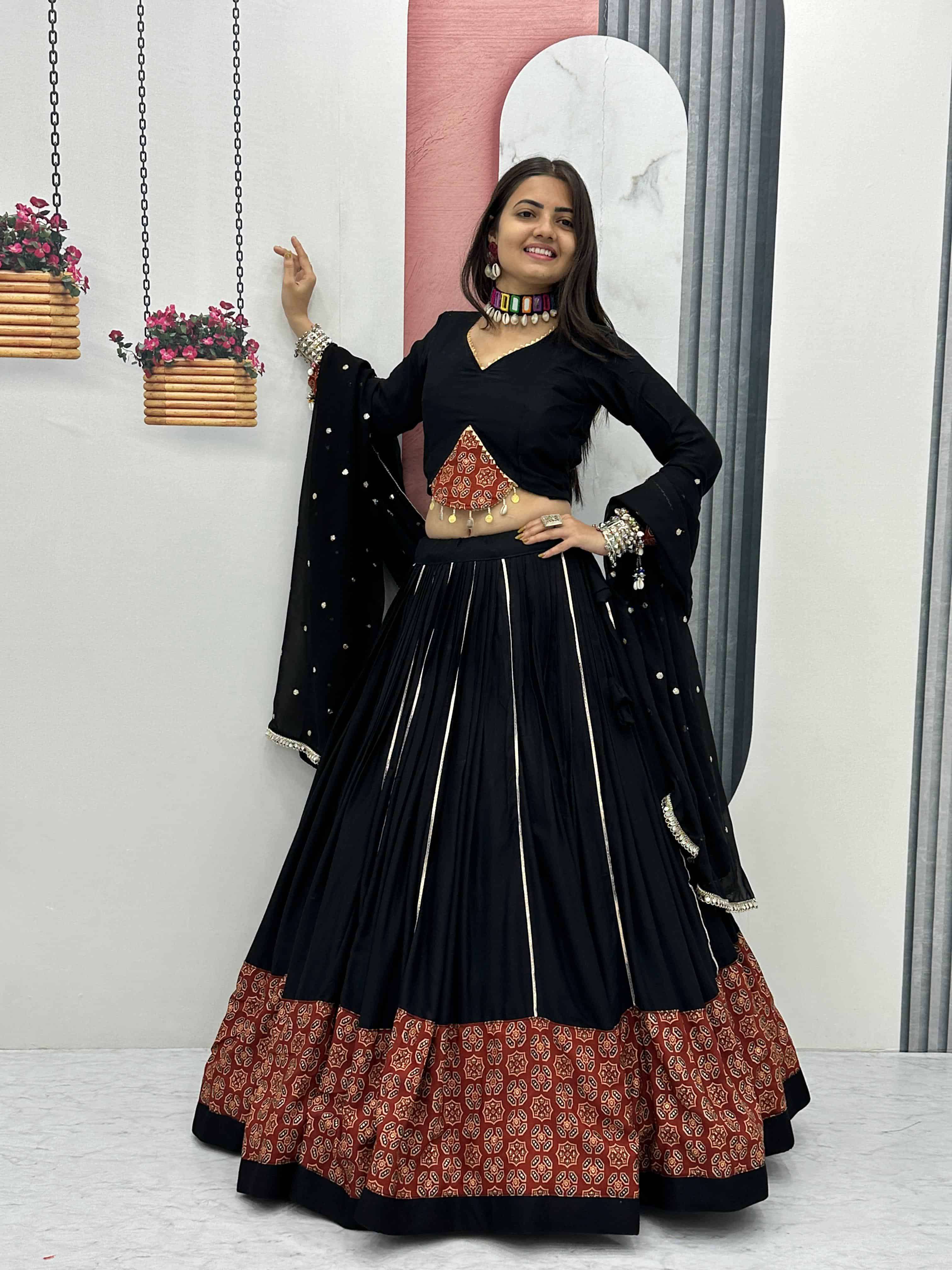 TAPI-281 BY ASLIWHOLESALE DESIGNER PURE COTTON NAVRATRI LEHENGA-00185