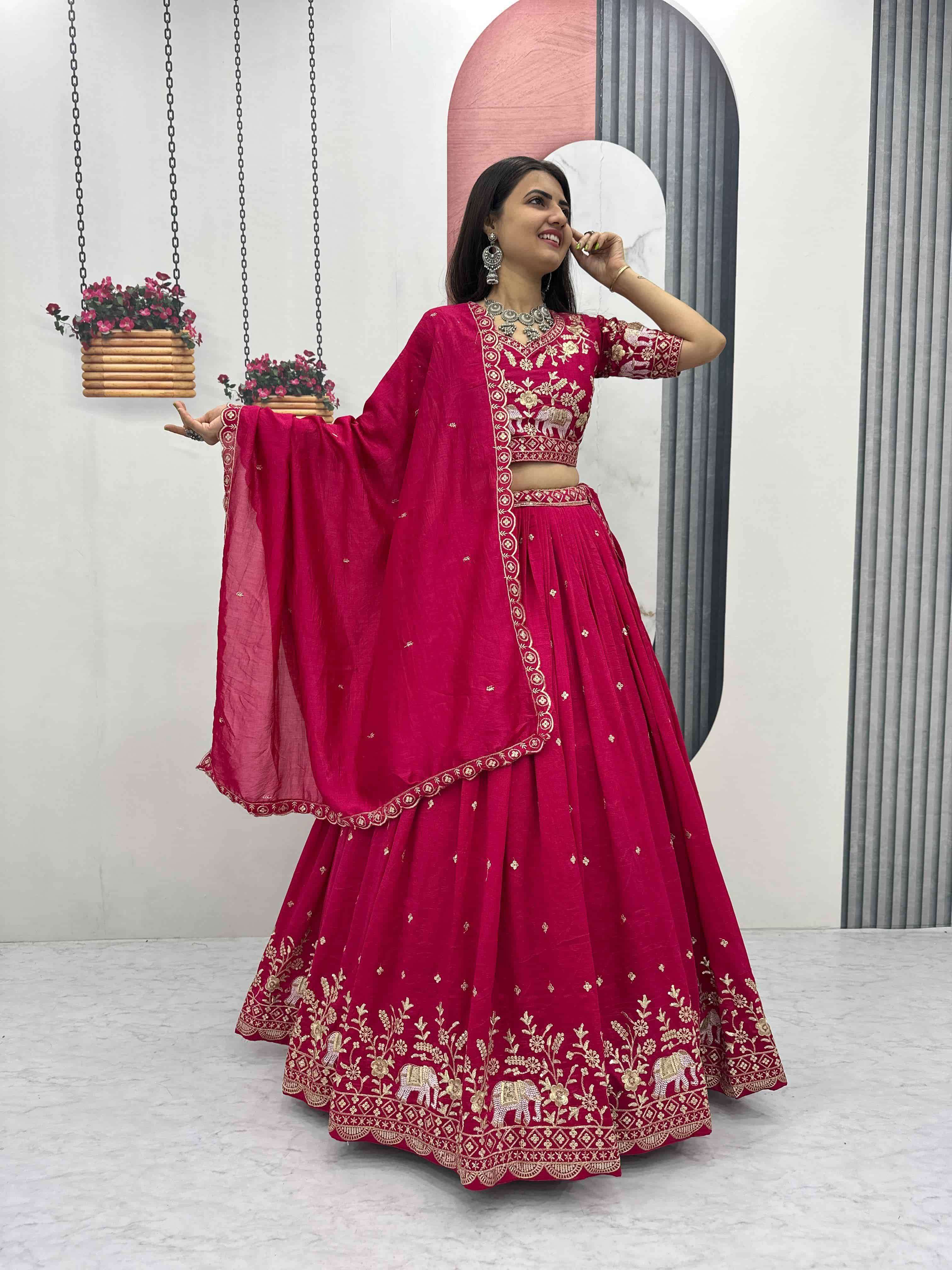 TAPI-285 BY ASLIWHOLESALE DESIGNER PURE VICHITRA SILK LEHENGAS-00185