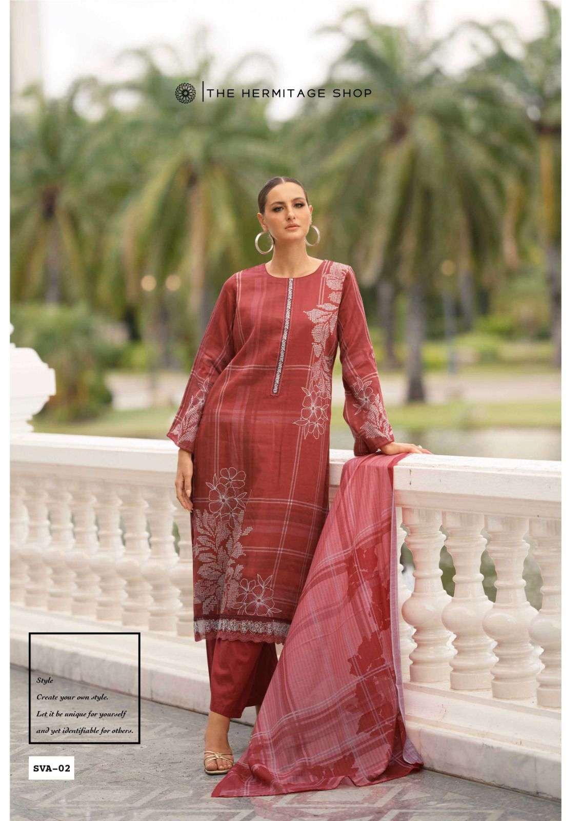THE HERMITAGE SVA 01 TO 06 SERIES PURE LAWN VISCOSE PRINTED EMBROIDERY PAKISTANI DRESSES-00011