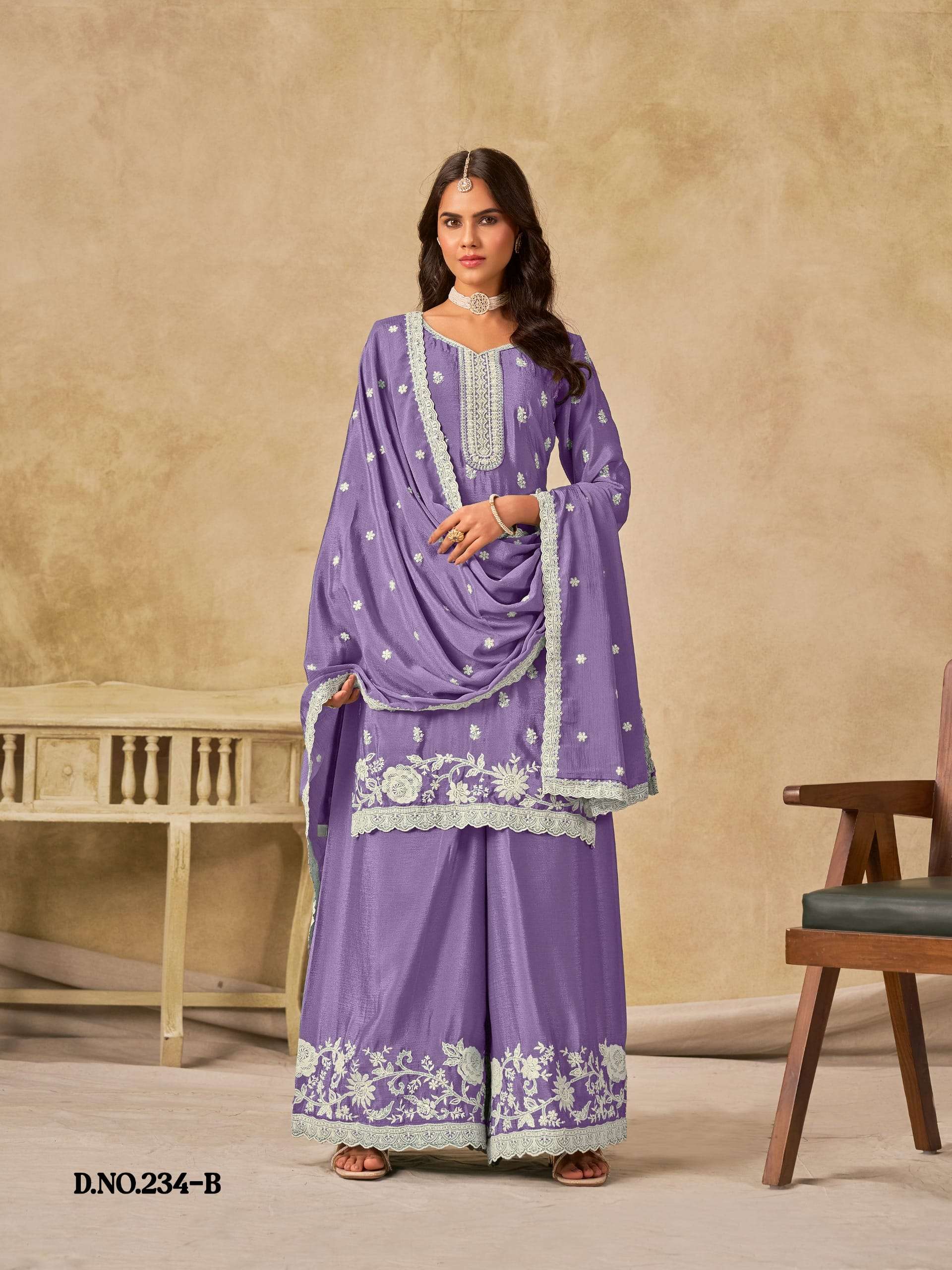 TWISHA AANAYA VOL-234 234-A TO 234-D SERIES PURE CHINON SILK PAKISTANI DRESSES-00274
