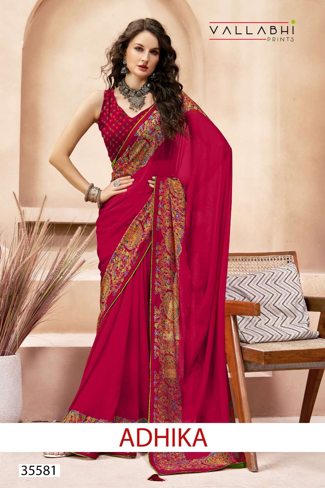 VALLABHI PRINTS ADHIKA 35581 TO 35586 SERIES PURE GEORGETTE PRINTED SAREES-00307