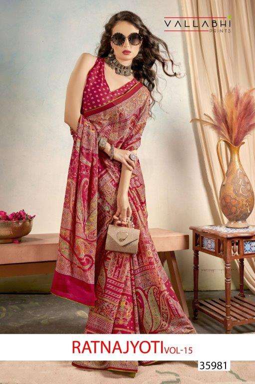 VALLABHI PRINTS RATNAJYOTI VOL-15 35981 TO 35986 SERIES PURE GEORGETTE PRINTED SAREES-00307