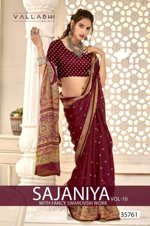VALLABHI PRINTS SAJANIYA-10 35761 TO 35766 SERIES PURE GEORGETTE PRINTED SAREES-00307