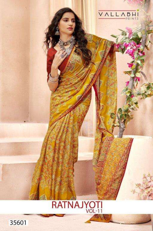 VALLABHI RATNAJYOTI VOL-11 35601 TO 35606 SERIES PURE GEORGETTE PRINTED SAREES-00307