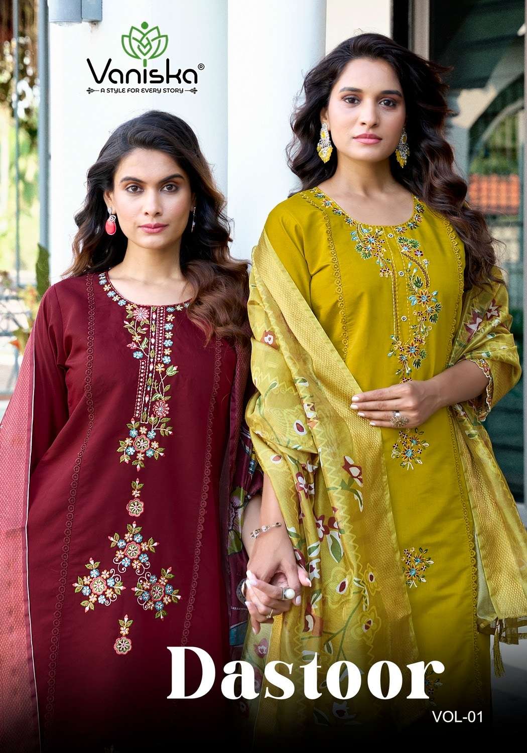 VANISKA FASHION DASTOOR VOL-01 1001 TO 1006 SERIES PURE ROMAN SILK DRESSES-00014