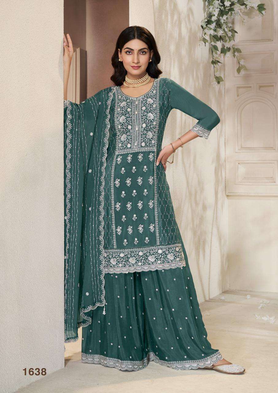 VINAY FASHION 1638 TO 1641 SERIES PURE CHINON  EMBROIDERY DRESSES-00069