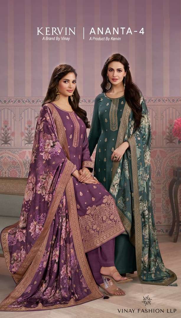 VINAY FASHION KERVIN ANANTA-4 76381 TO 76384 SERIES PURE PASHMINA JACQUARD DRESSES-00025