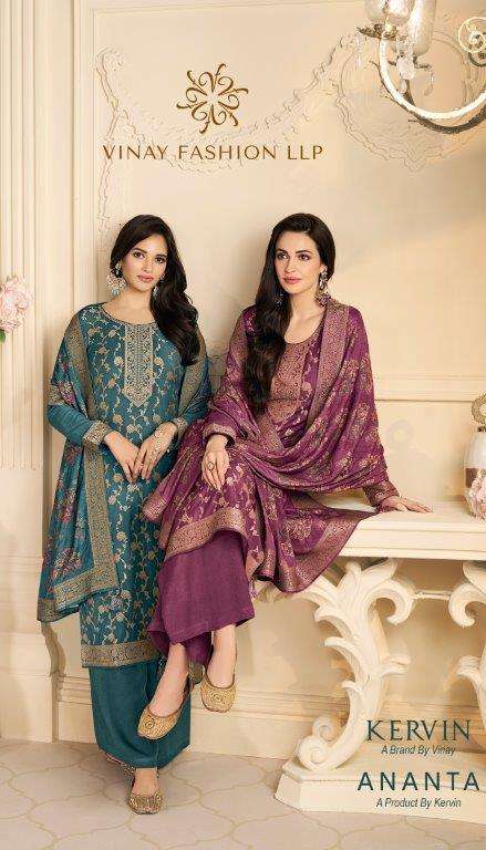 VINAY FASHION KERVIN ANANTA 76021 TO 76025 SERIES PURE PASHMINA JACQUARD DRESSES-00025