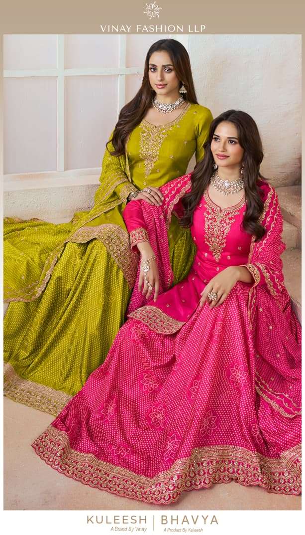 VINAY FASHION KULEESH BHAVYA 77011 TO 77014 SERIES PURE SILK EMBROIDERY DRESSES-00025