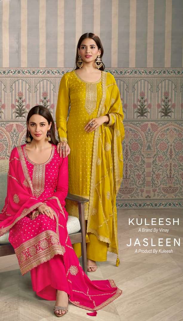 VINAY FASHION KULEESH JASLEEN 75481 TO 75484 SERIES PURE SILK EMBROIDERY DRESSES-00025