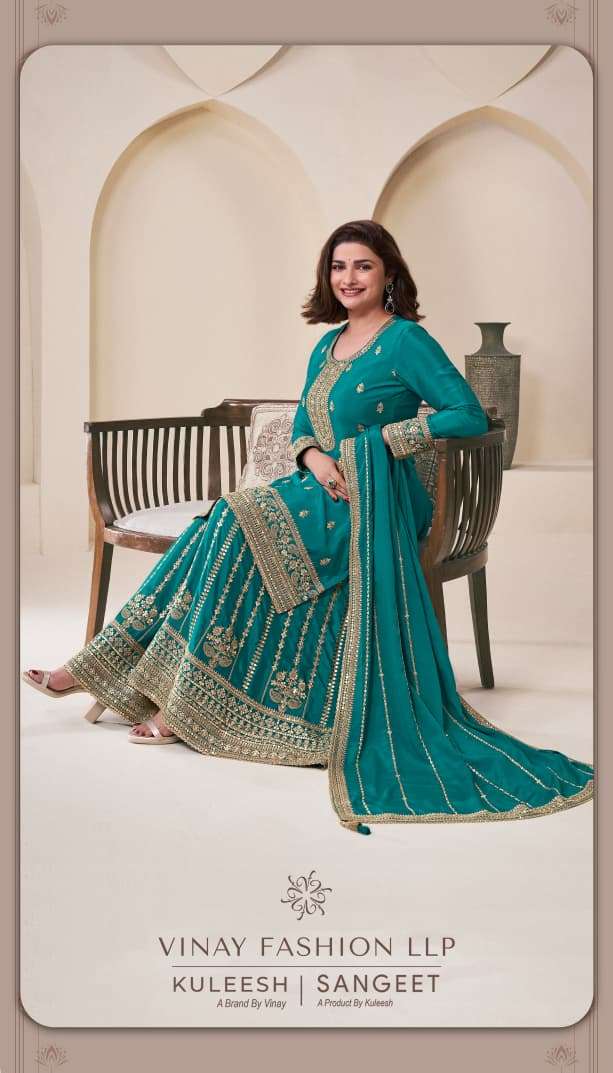 VINAY FASHION KULEESH SANGEET 72781 TO 72784 SERIES PURE CHINON EMBROIDERY DRESSES-00025