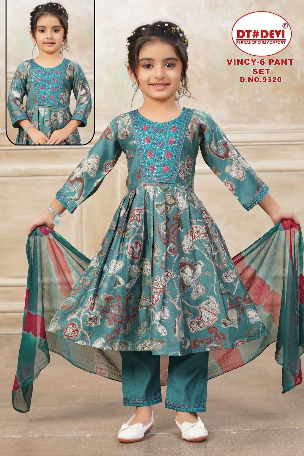 VINCY-6 9320 BY ASLIWHOLESALE DESIGNER PURE BERLIN SILK EMBOIDERY KIDS DRESSES-00308