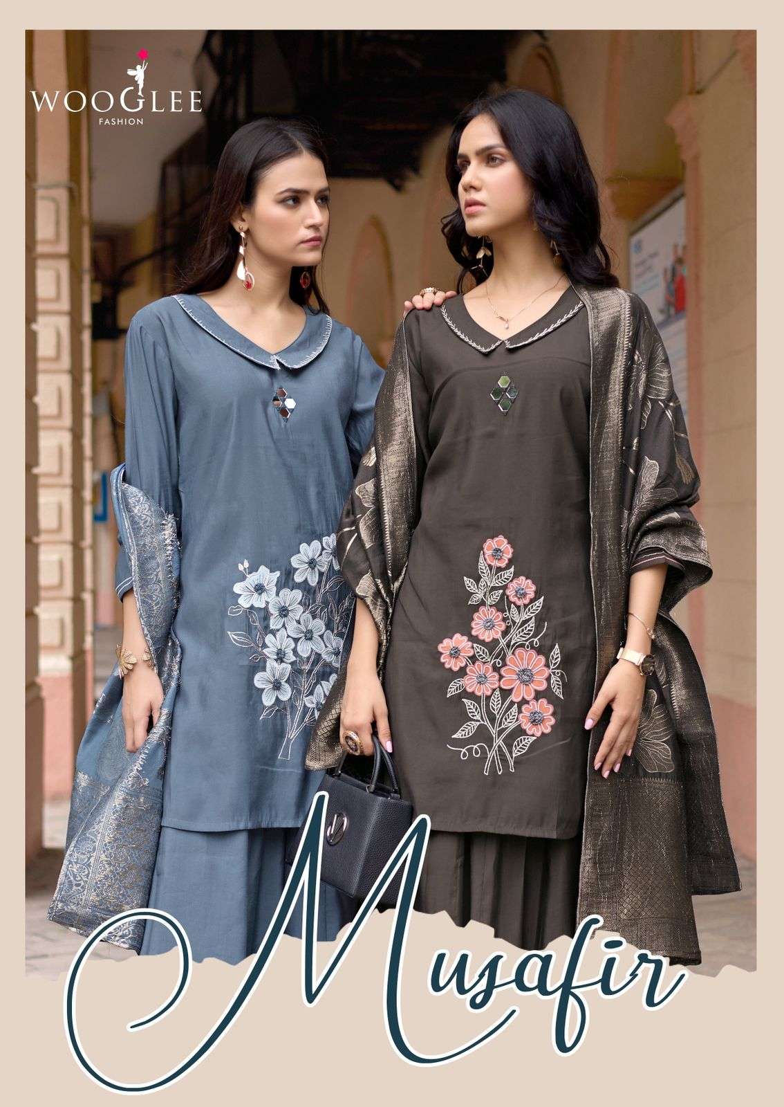 WOOGLEE MUSAFIR 2001 TO 2005 SERIES PURE SILK HANDWORK DRESSES-00014