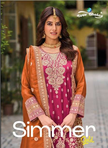 YOUR CHOICE SIMMER GOLD 1001 TO 1002 SERIES PURE CHINON DRESSES-00028