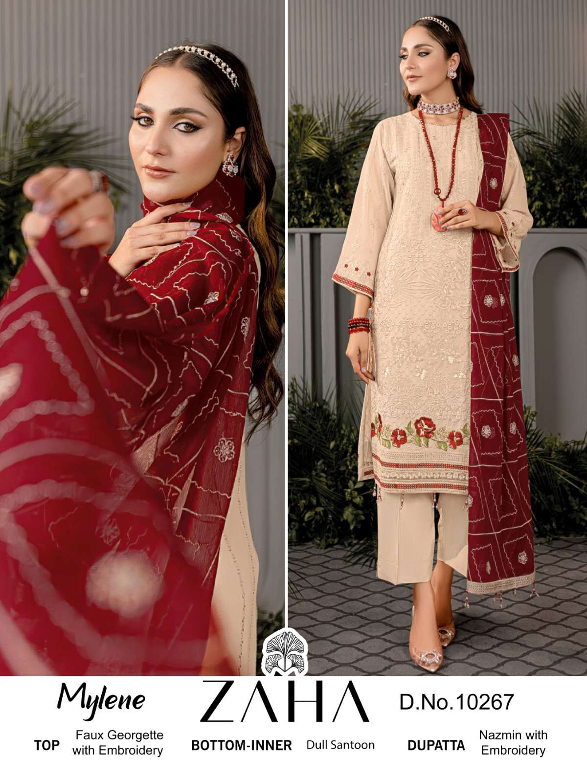 ZAHA 10267 PURE GEORGETTE EMBROIDERY PAKISTANI DRESS-00201