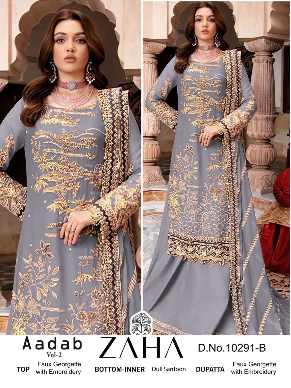 ZAHA 10291 SERIES PURE GEORGETTE EMBROIDERY PAKISTANI DRESSES-00201