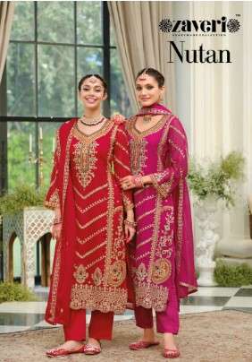 ZAVERI NUTAN 2121 TO 2122 SERIES PURE ORGANZA EMBROIDERY DRESSES-00289