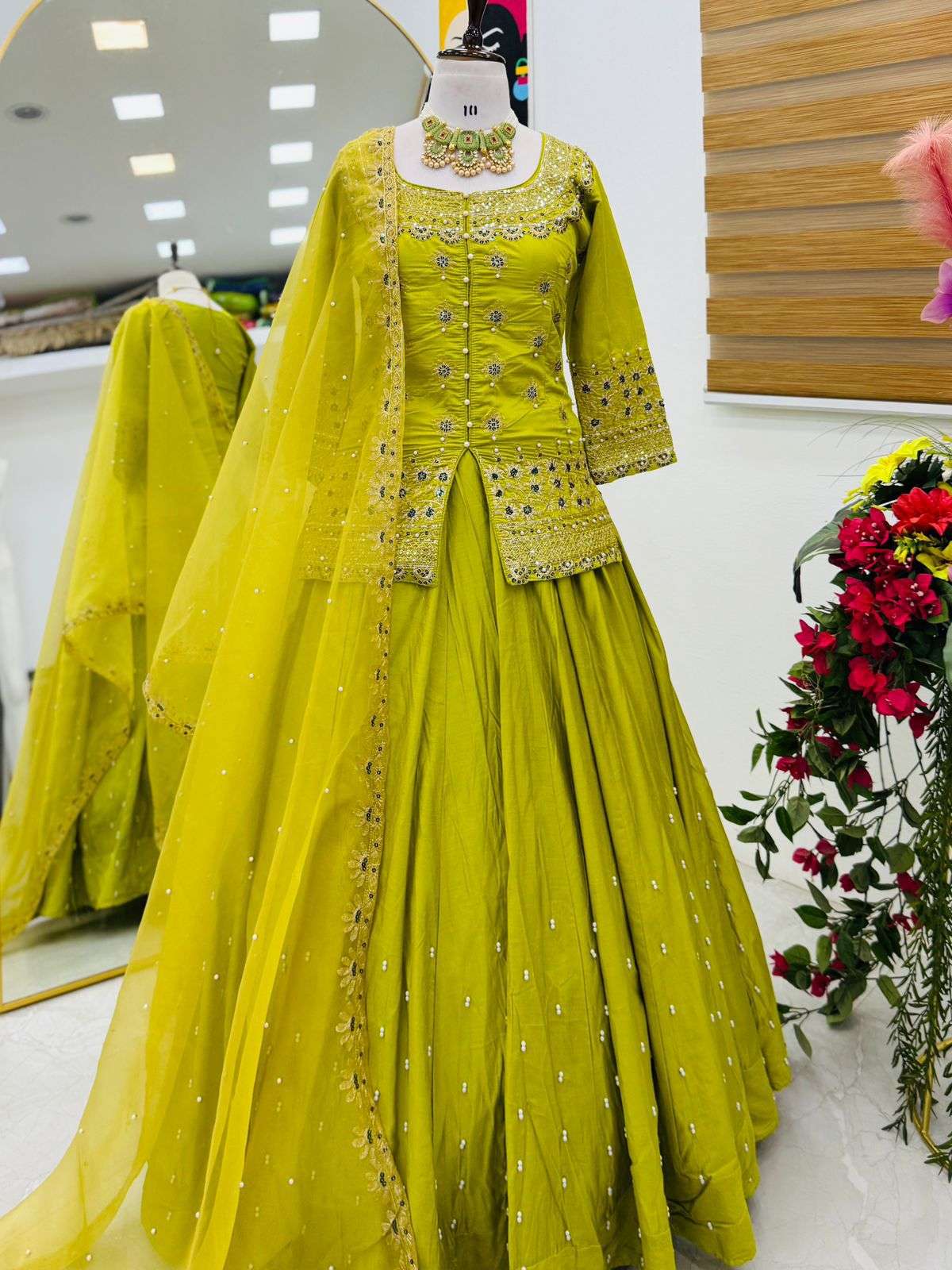 ZC-9008 BY ASLIWHOLESALE DESIGNER PURE SIMMER SILK EMBROIDERY LEHENGAS-00267
