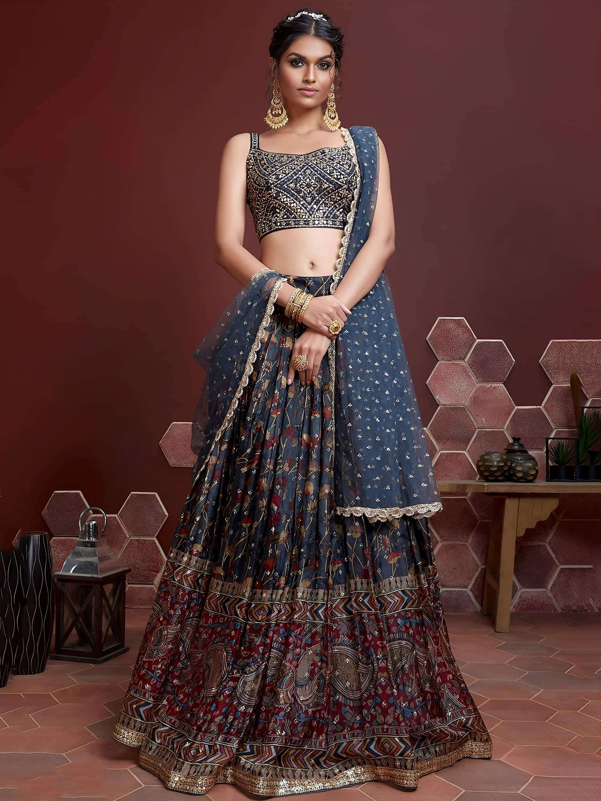 ZEEL CLOTHING MANDAKINI VOL-1 101 TO 110 SERIES PURE CHINON SILK EMBROIDERY LEHENGAS-00139