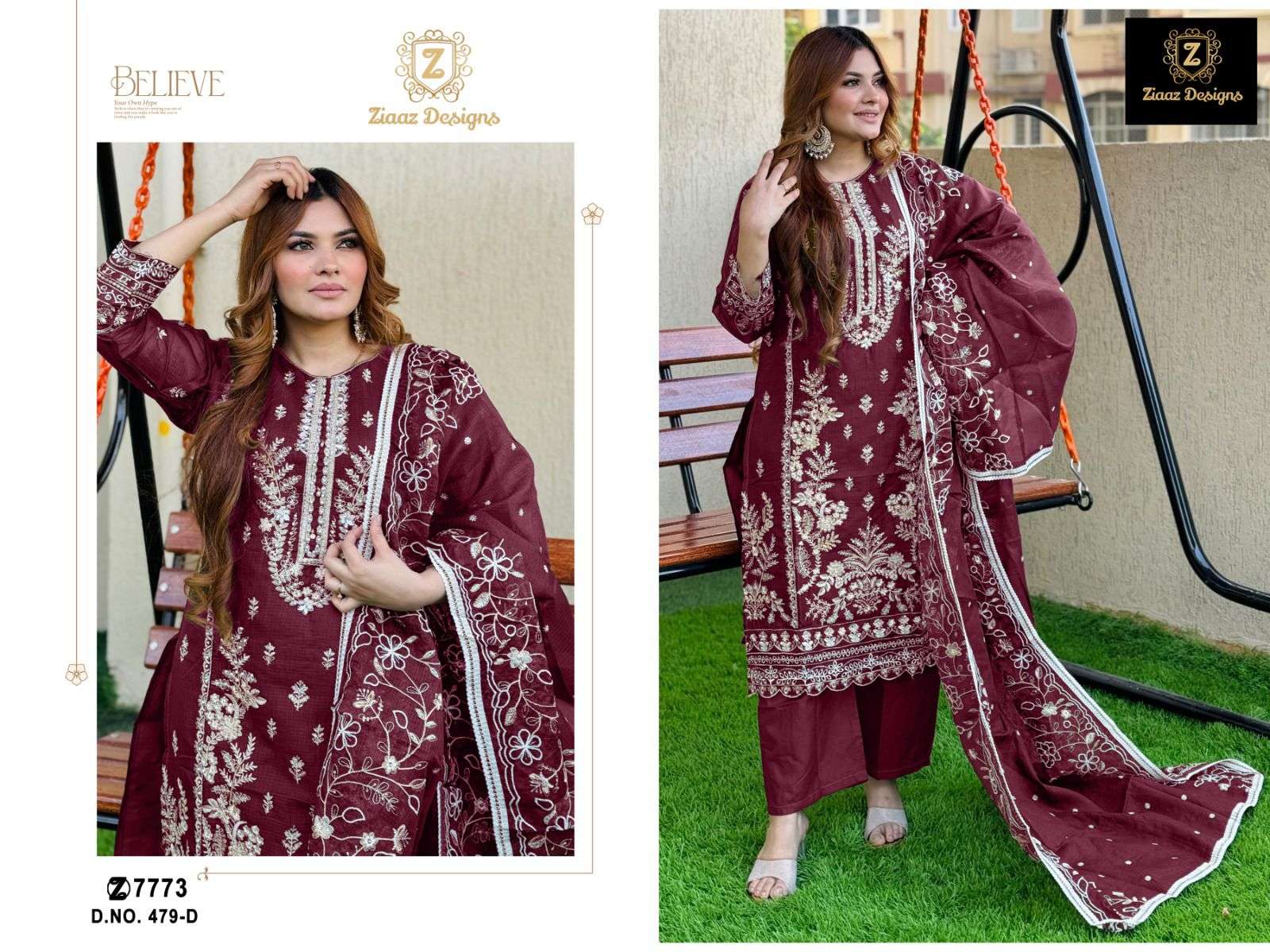 ZIAAZ 479 PURE KOTA CHECKS EMBROIDERY PAKISTANI DRESSES-00201