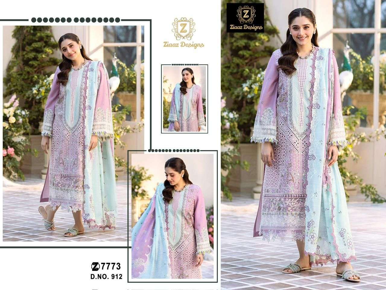 ZIAAZ 912 PURE COTTON EMBROIDERY PAKISTANI DRESS-00071