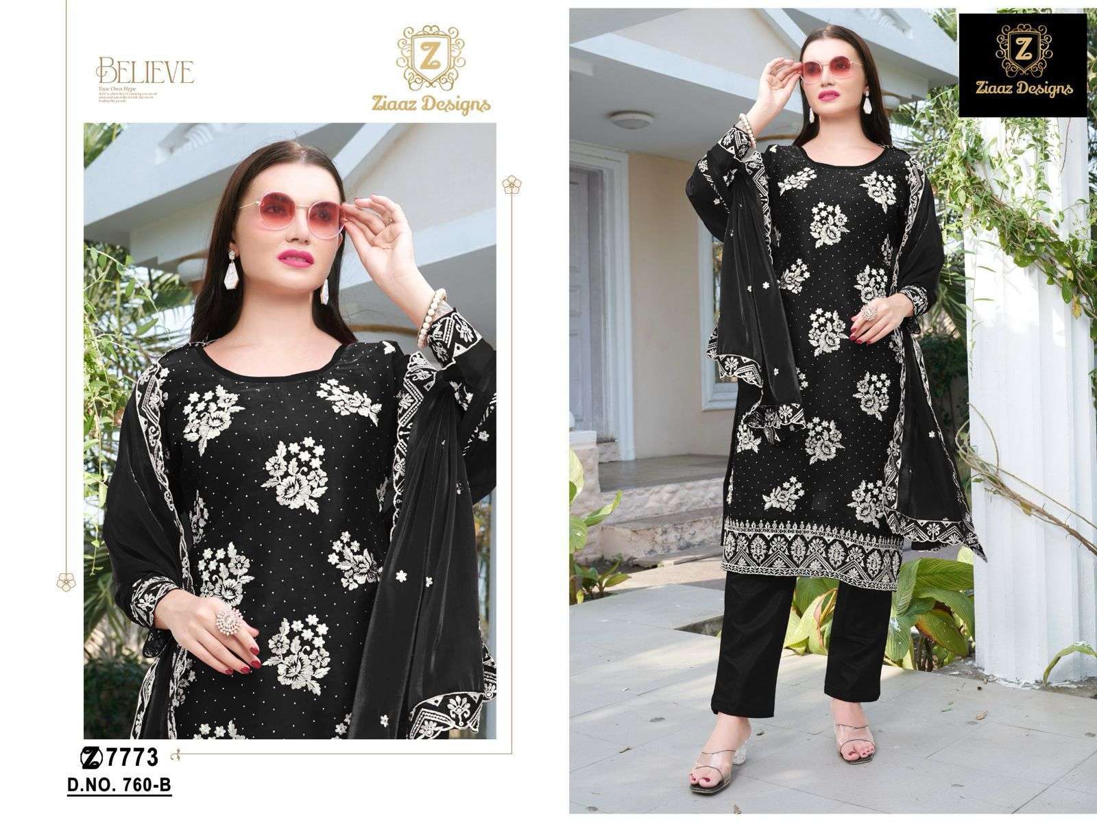 ZIAAZ DESIGNS 760 COLOUR PURE JIMMY CHOO EMBROIDERED PAKISTANI DRESSES-00071
