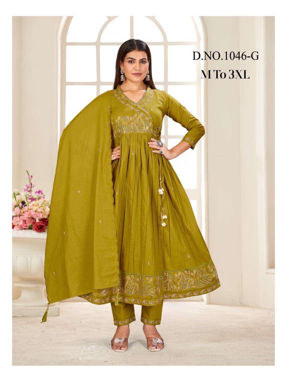 1046 COLOUR BY ASLIWHOLESALE DESIGNER PURE COTTON EMBROIDERY DRESSES-00401