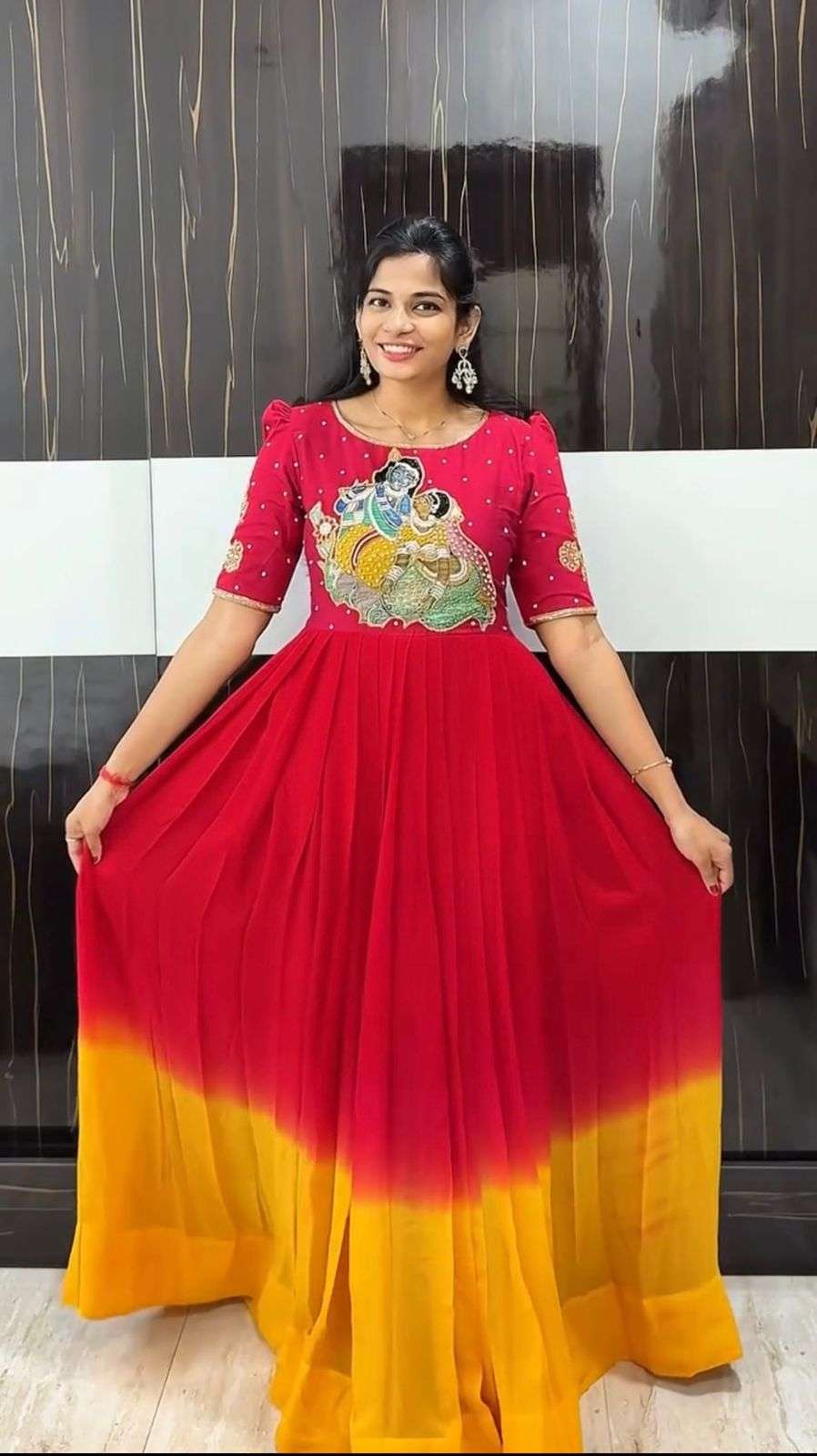 218 HIT DESIGN BY ASLIWHOLESALE DESIGNER PURE FAUX GEORGETTE PRINTED GOWN-00291