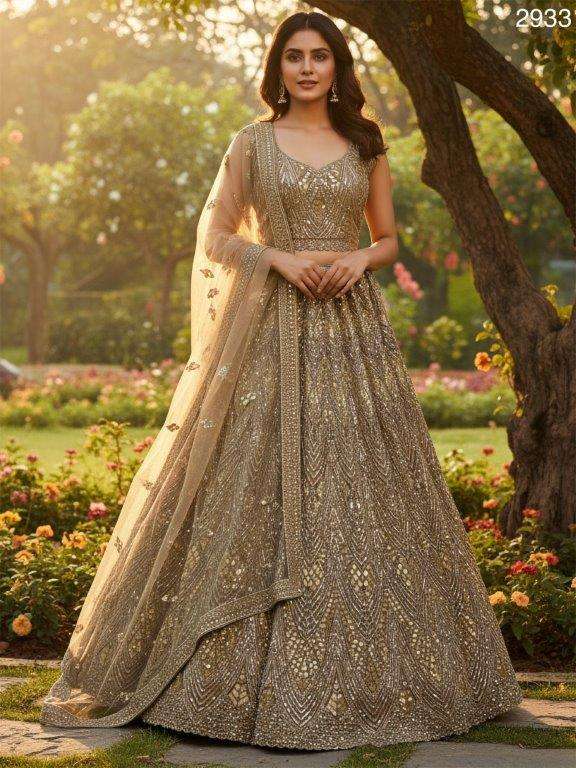 2933 HIT COLOUR BY ASLIWHOLESALE DESIGNER PURE NET EMBROIDERY LEHENGAS-00130