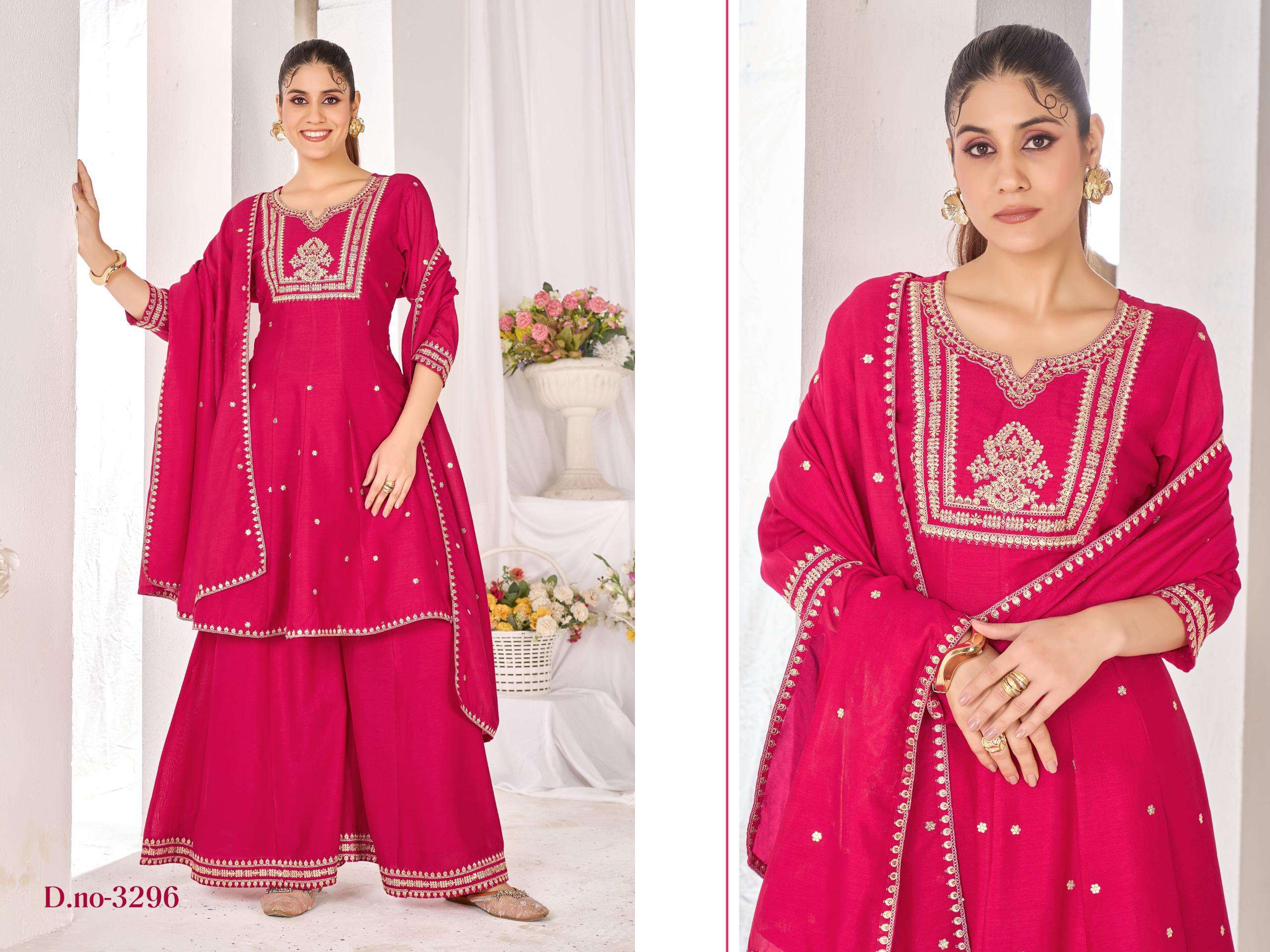 3296 TO 3297  BY ASLIWHOLESALE DESIGNER PURE VICHITRA EMBROIDERY DRESSES-00014
