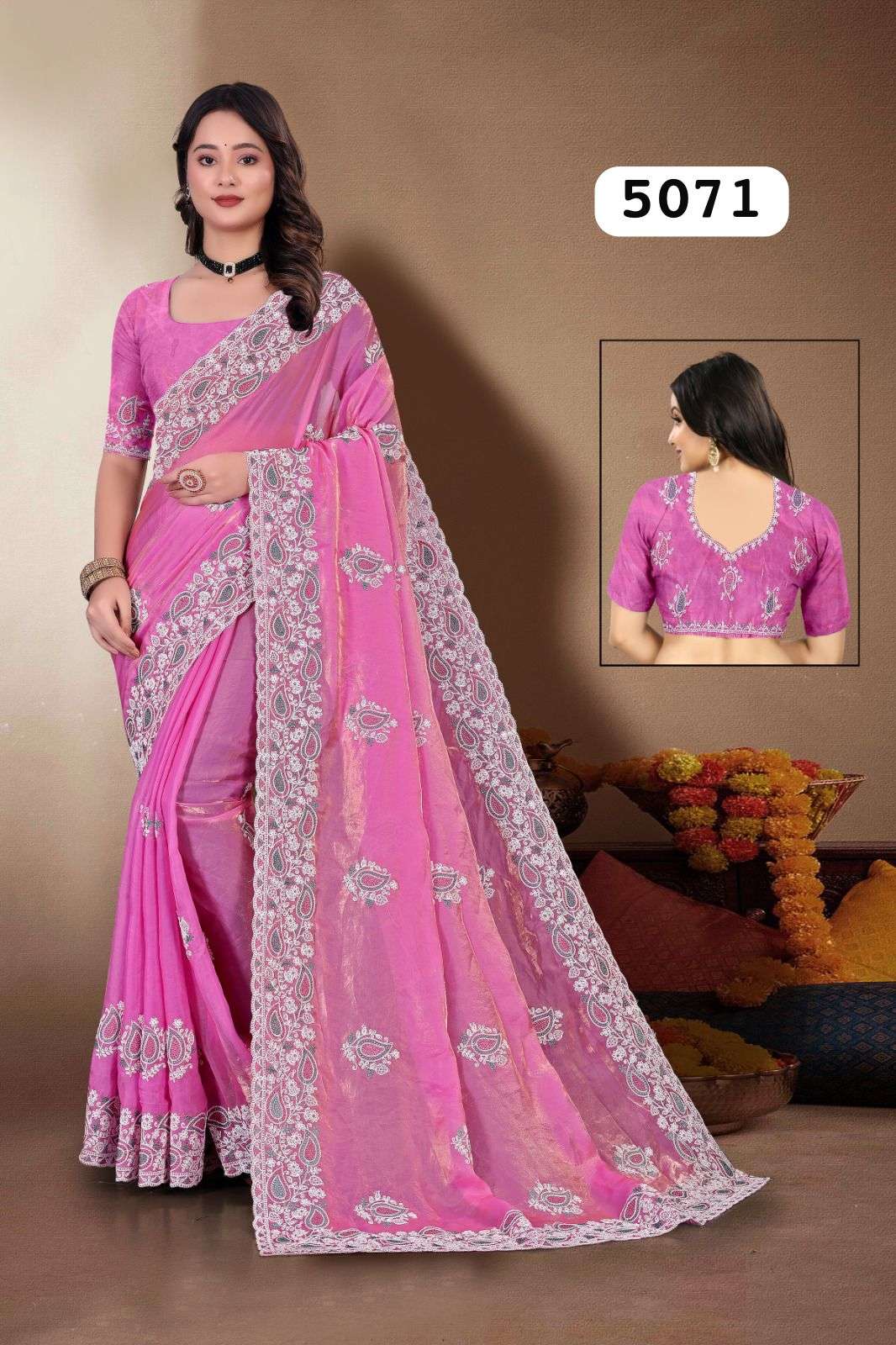 5071 COLOUR BY ASLIWHOLESALE DESIGNER PURE FANCY EMBROIDERY SAREES-00103