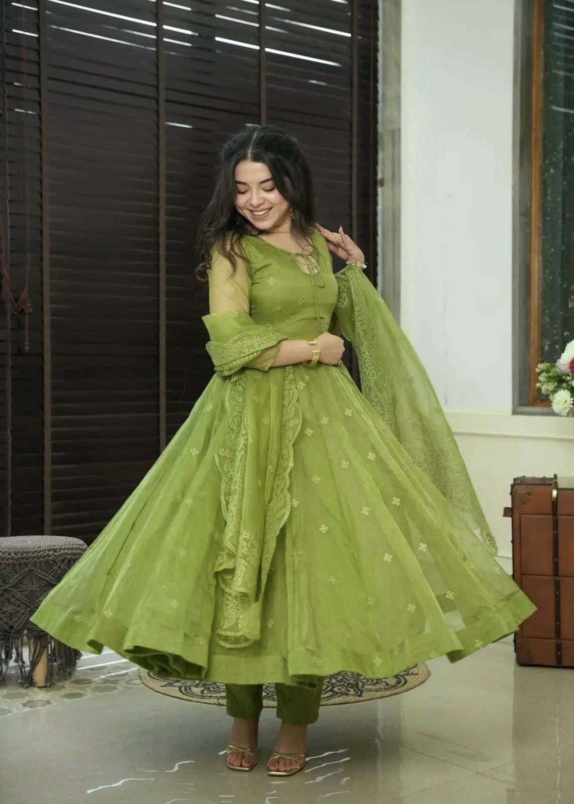 5184 HIT COLOUR BY ASLIWHOLESALE DESIGNER PURE FAUX GEORGETTE EMBOIDERY DRESSES-00262