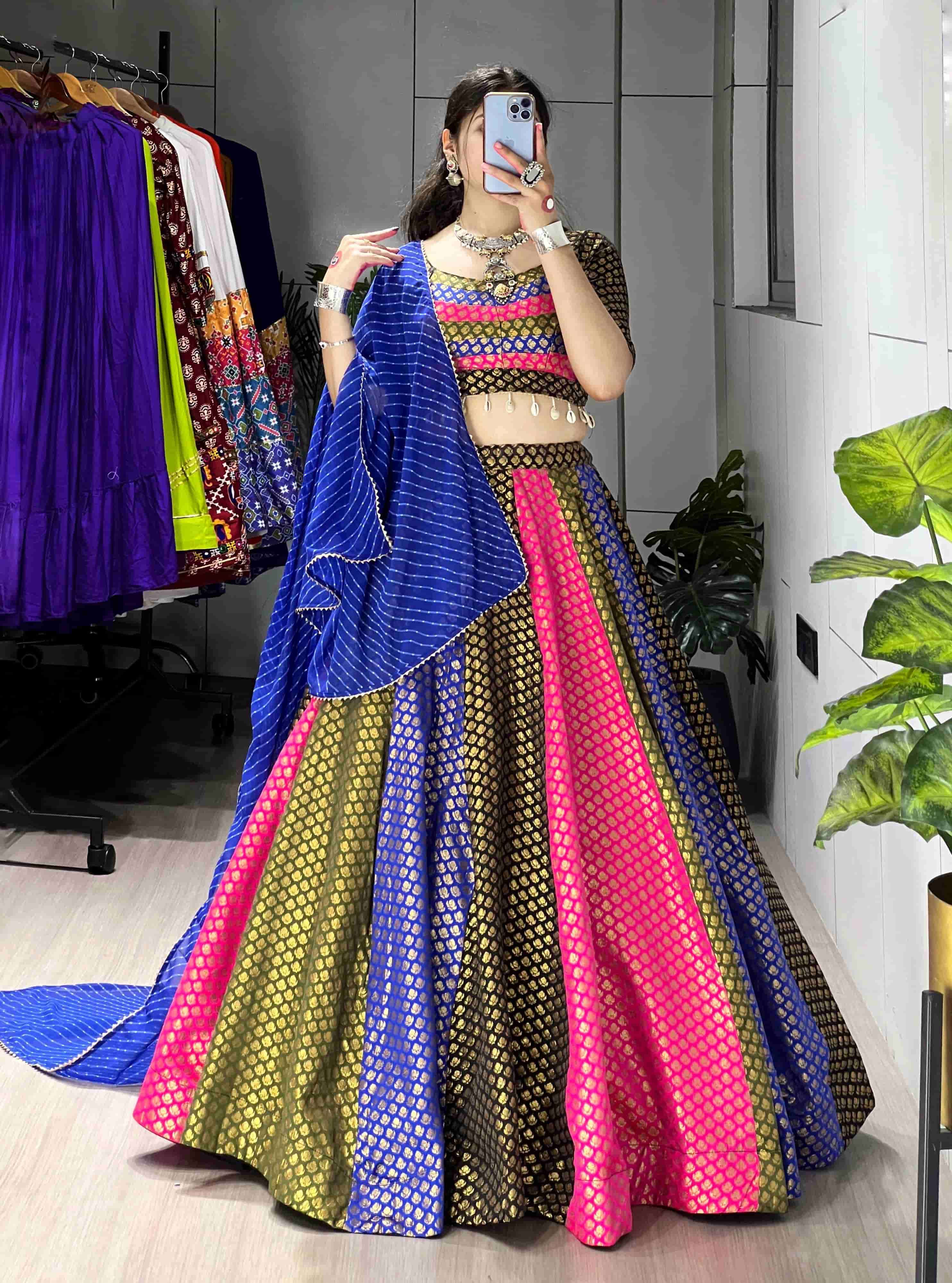 8203 COLOUR BY ASLIWHOLESALE DESIGNER PURE SILK LEHENGA-00135
