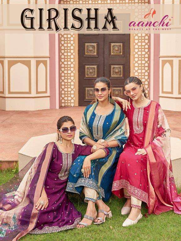 AANCHI GIRISHA PURE VICHITRA SILK EMBROIDERY DRESSES-00286