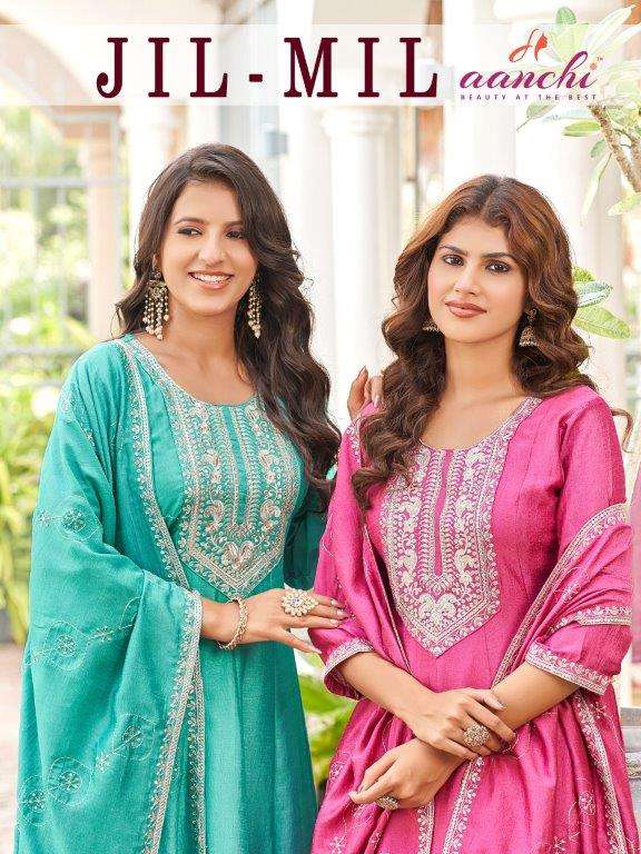 AANCHI JILMIL PURE VICHITRA SILK EMBROIDERY DRESSES-00286 