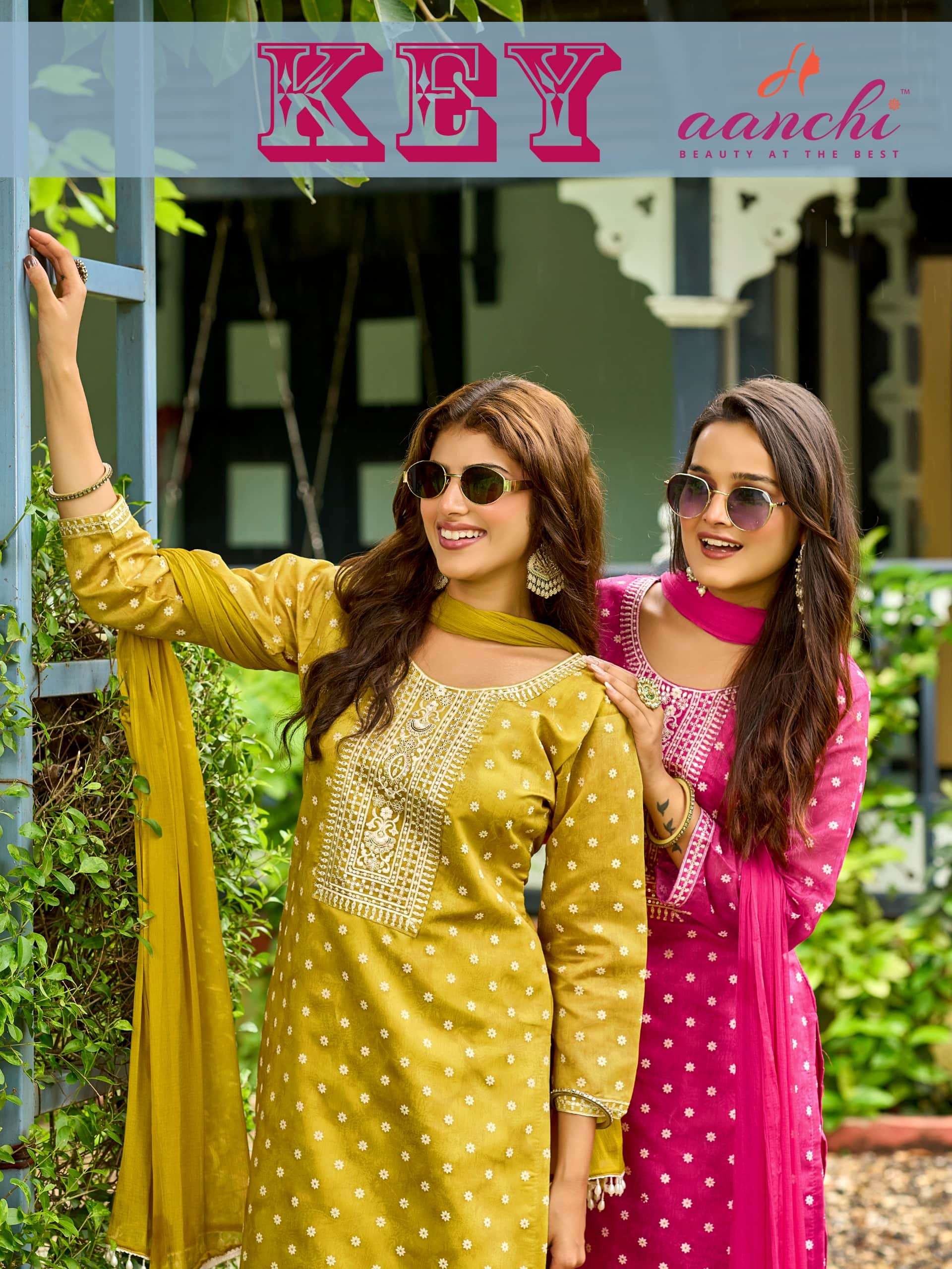 AANCHI KEY PURE MODAL BUTTI EMBROIDERY DRESSES-00286