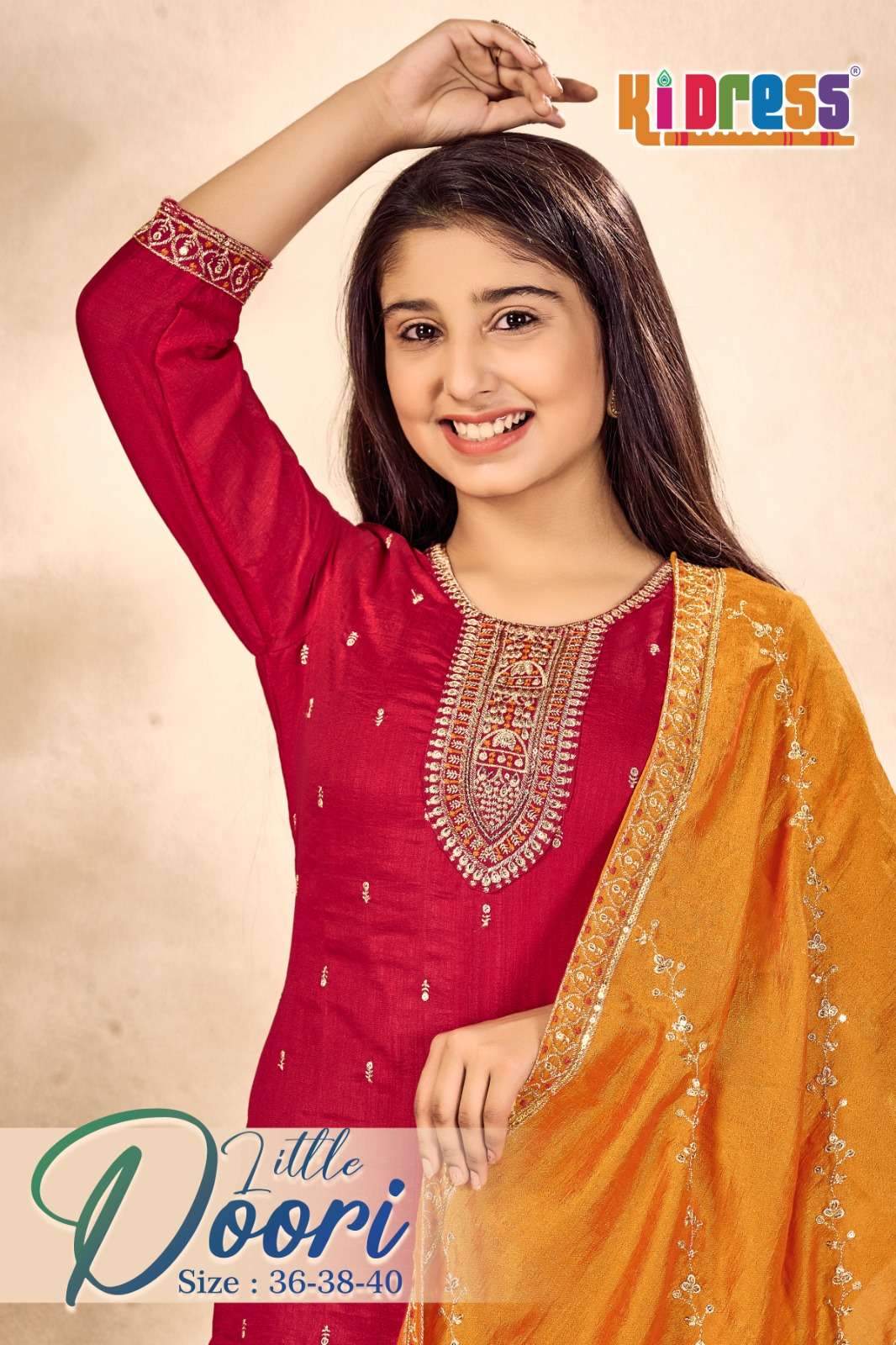 AANCHI LITTLE DOORI 101 TO 102 SERIES PURE VICHITRA SILK EMBROIDERY KIDS WEAR-00286