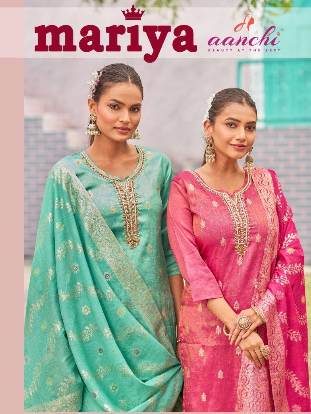 AANCHI MARIYA PURE JACQAURD EMBROIDERY DRESSES-00286