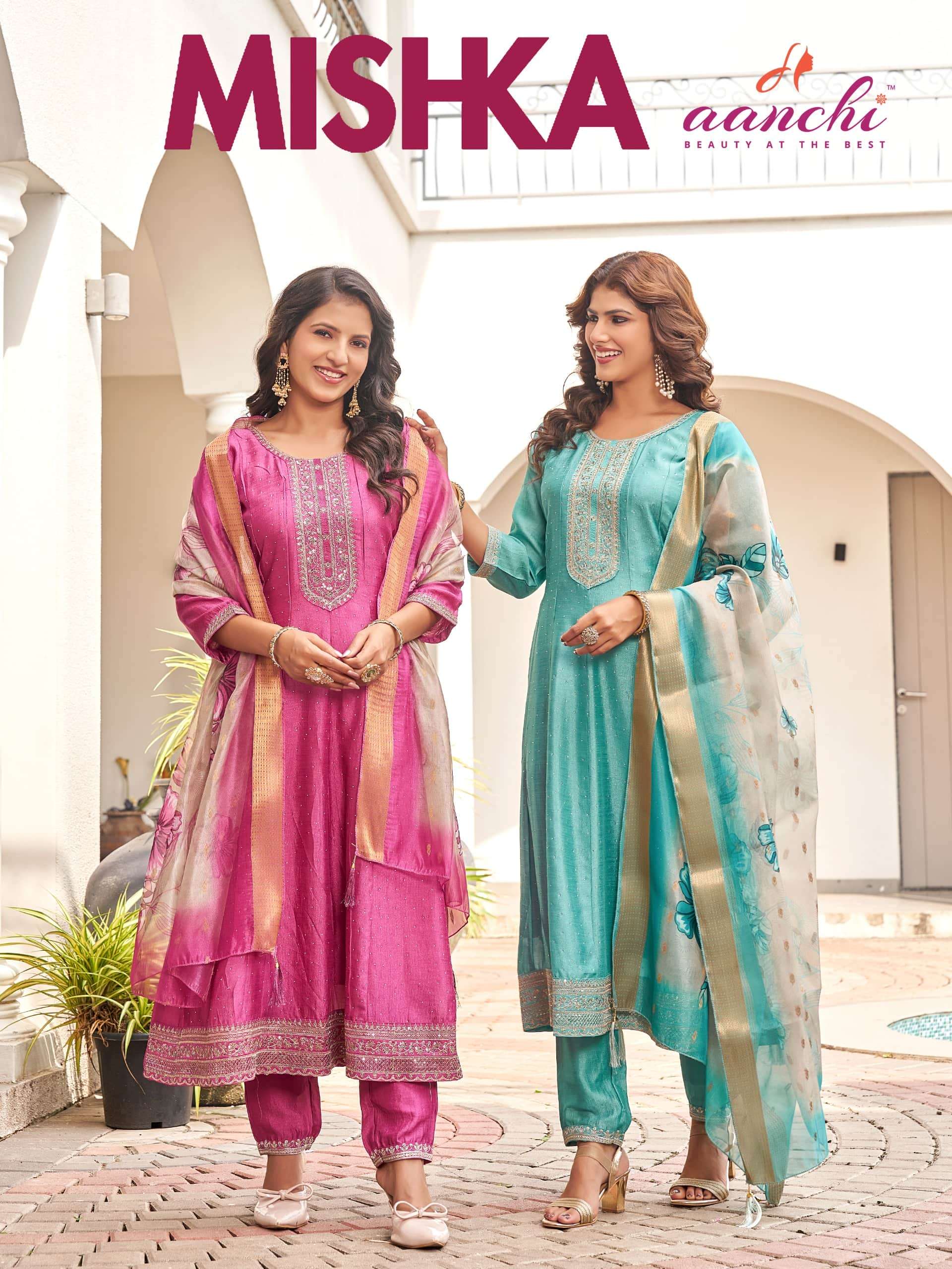 AANCHI MISHKA PURE VICHITRA SILK EMBROIDERY DRESSES-00286